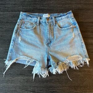 Pistola Light Blue Distressed Denim Shorts